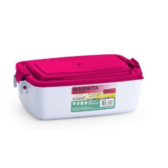 MARMITA COM TRAVA 600 ML PLASMONT PINK 