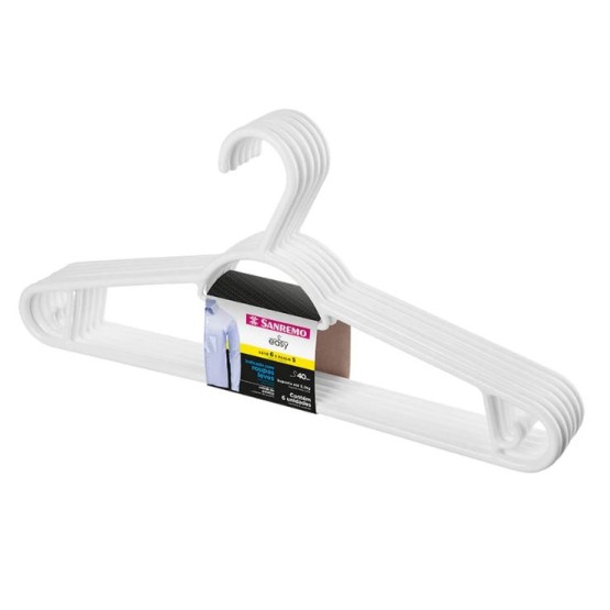 CABIDE PLASTICO SANREMO PENDURA MAIS 40CM BRANCO LEVE 6 PAGUE 5