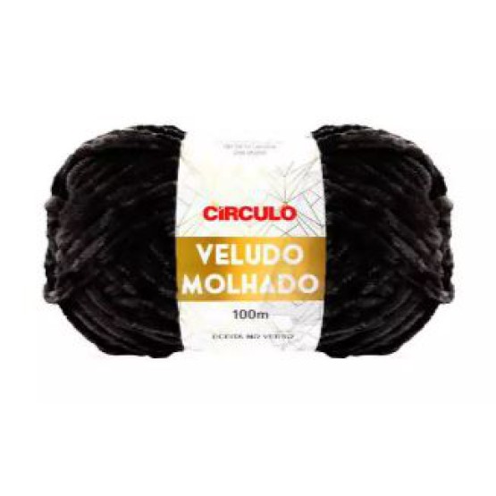 LÃ CÍRCULO VELUDO MOLHADO COR 940 - PRETO 100G